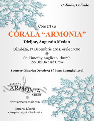 Concert de Colinde cu Corala Armonia @ St Timothy Anglican Church, Toronto