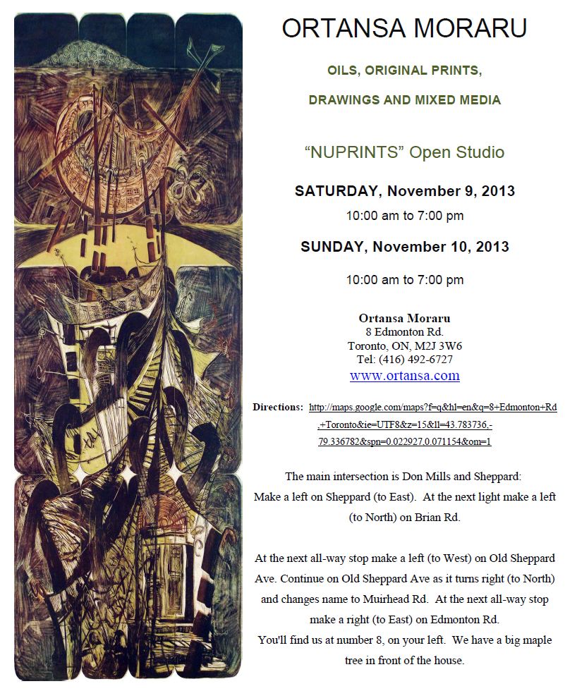Ortansa Moraru Open Studio @ NuPrints School of Art, Toronto | Nov 9-10