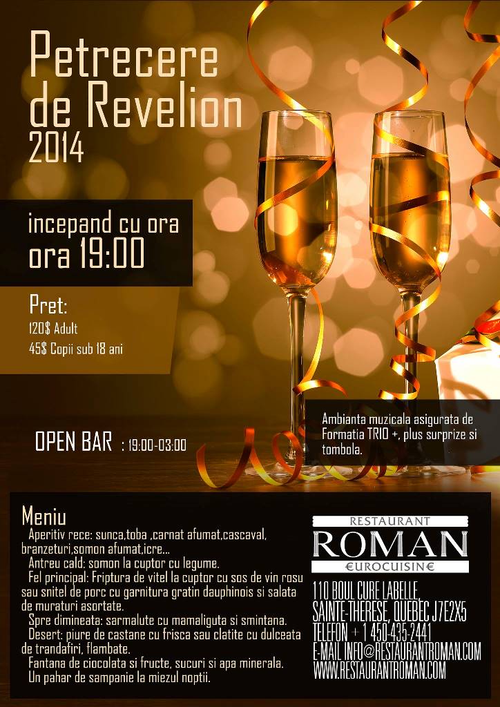 #NYE2014 – Petrecere de Revelion @ Restaurant Roman, Sainte-Thérèse