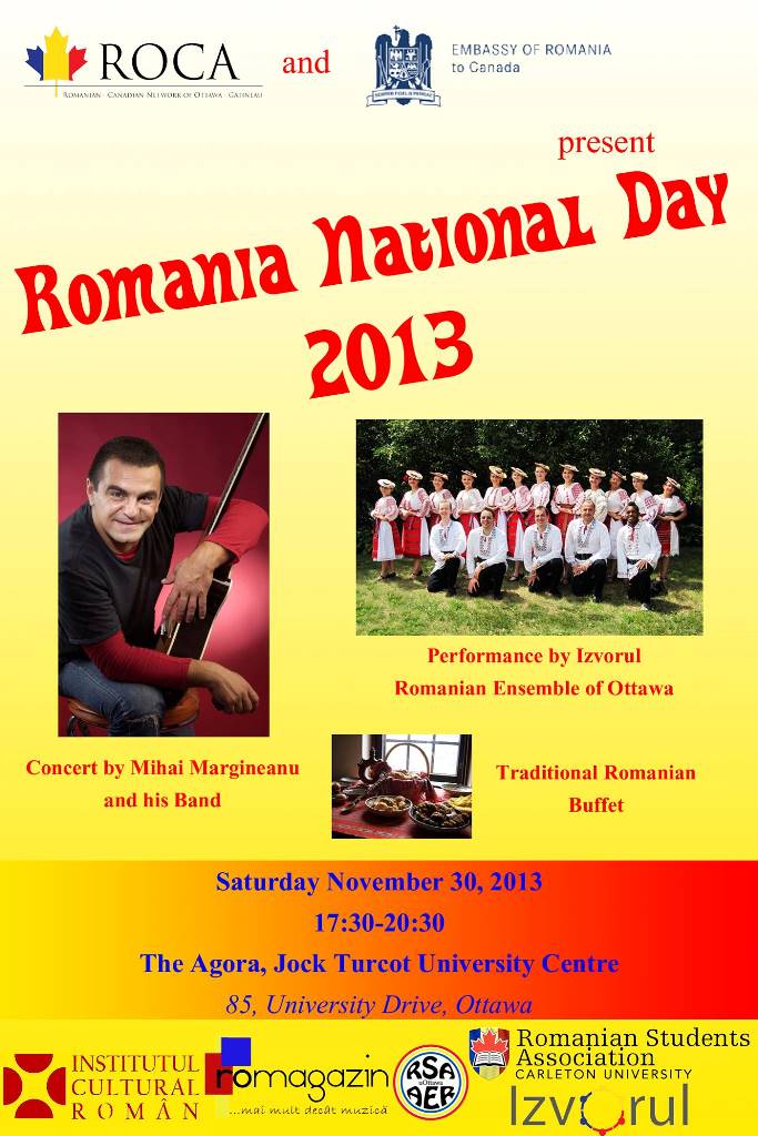 #1Decembrie – Romania National Day 2013 w/ Mihai Margineanu and Ivzorul @ Agora, University of Ottawa