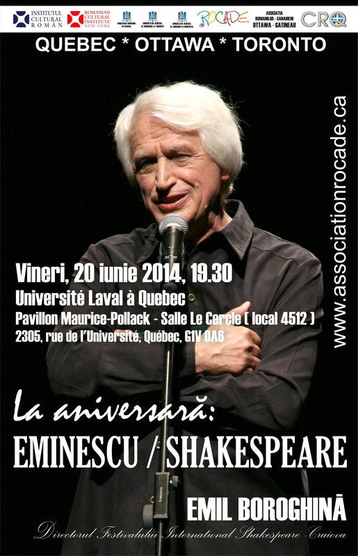 La aniversara: Eminescu/Shakespeare cu Emil Boroghina @ Quebec | JUN 20